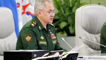 FILE PHOTO: Russian defence minister Shoigu visits troops in Ukraine