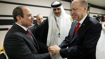 Turkey’s Erdogan shakes hands with Egypt’s Sisi at World Cup